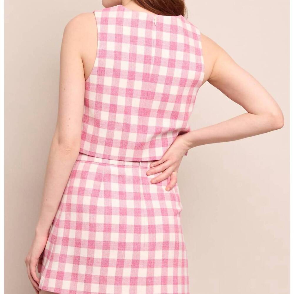 NEW CARA CARA debbie top in pink boucle grid - Picture 5 of 5